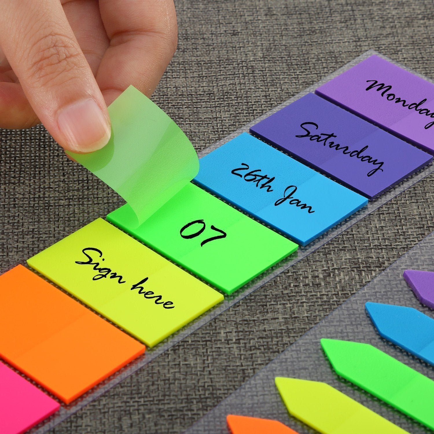 85 Pieces Plastic Flags Index Tabs Sticky Notes Writable Labels Page Marker Bookmarks, 5 Colors