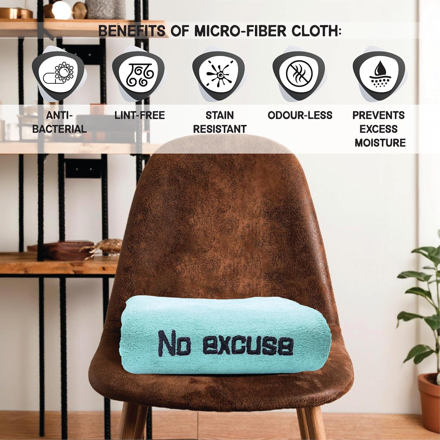 Housse Premium Soft Microfiber Embroidery Bath Towel 350 Gsm | Soft Absorbent Quick-Drying Sweat Towel (No Excuse - Fluroescent)
