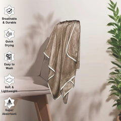 Housse Premium Soft Microfiber Embroidery Bath Towel 350 Gsm | Soft Absorbent Quick-Drying Sweat Towel (Brown)