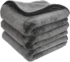 Auto Hub Heavy Microfiber Cloth For Car Cleaning & Detailing, Double Sided, Extra Thick Plush Microfiber Towel Lint-Free 800 Gsm | Pack Of 3 (Grey)