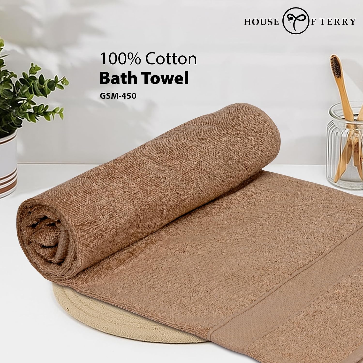 House Of Terry 100% Cotton Bath Towel 900 Gsm | Quick Dry, Soft & Absorbent, Fade-Resistant, Skin-Friendly For Men & Women Towel (Brick) - Pack Of 2