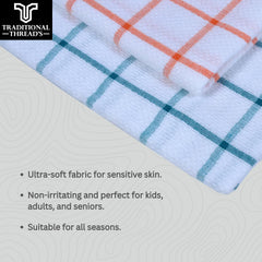 Traditional Thread'S 100% Cotton Large Size Bath Towel 400 Gsm, | Set Of 2 | Ultra Soft, Absorbent, Light Weight & Quick Dry Towel