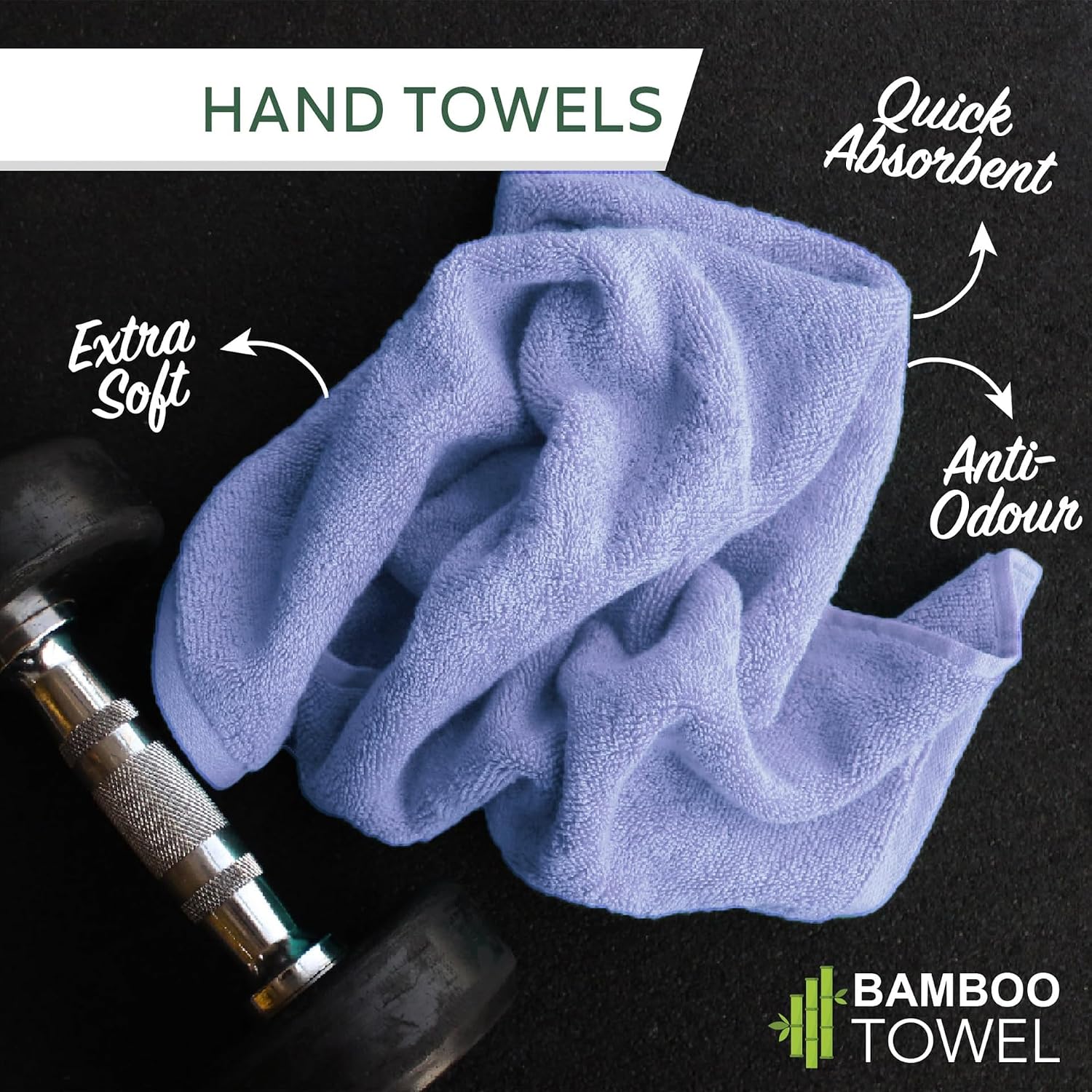 Heelium Bamboo Towel 1 Bath + 1 Hand & 1 Face Towel 900 Gsm | Soft, High Absorbency & Antibacterial Towels (Iris) - Pack Of 3