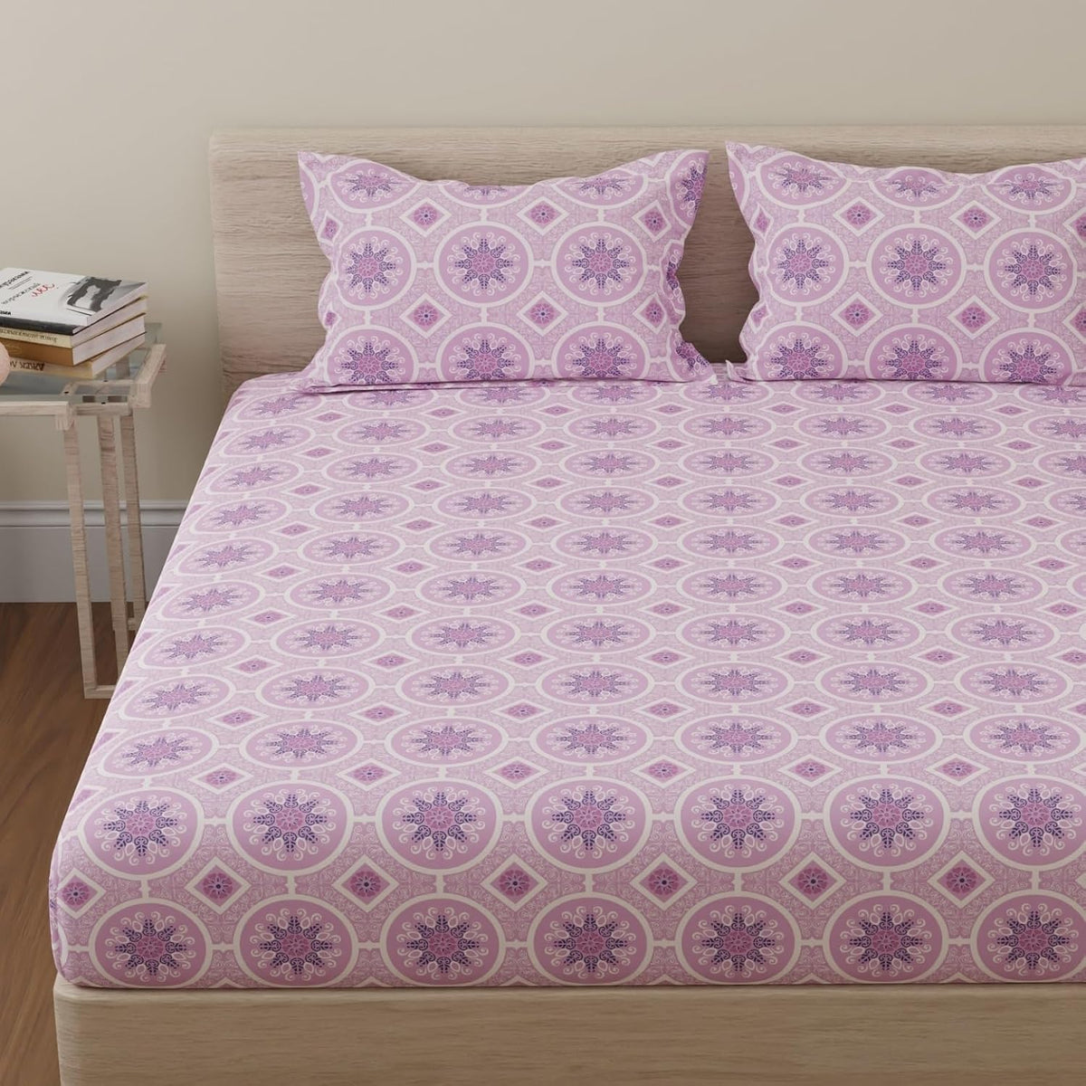 Bedsheet For Queen Size - 88 X 96 Inches, With 2 Pillow Covers, Pink | Ideal For Daily Use & Gifting Bedsheet | Designer Printed Bedsheet Set