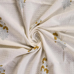 Peepul Tree Block Printed 2 Hand & 2 Bath Towels 240 Gsm | Super Absorbent Soft & Faster Drying, Floral Printed (Off-White &Yellow Floral)