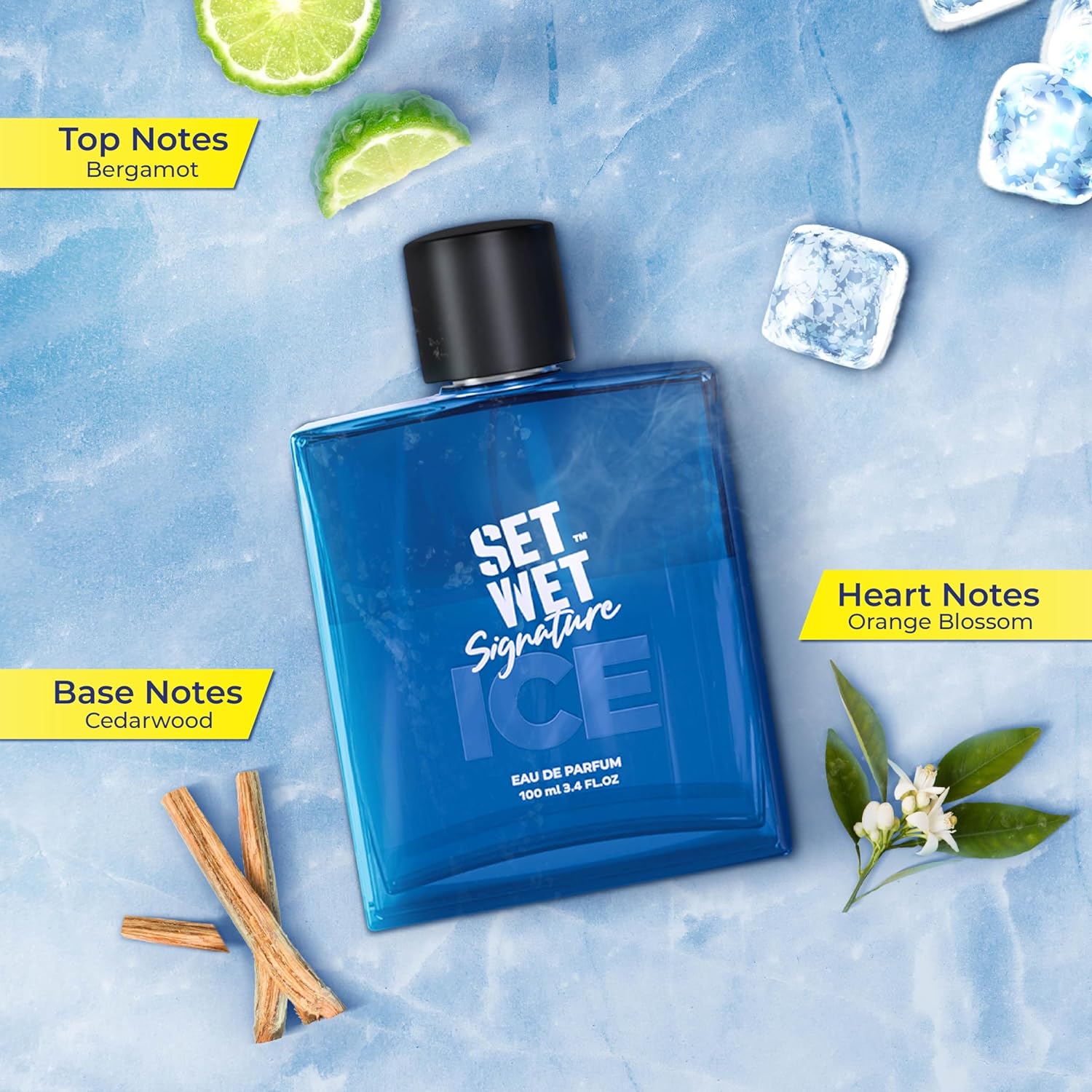 Set Wet Ice Perfume For Men 100ml 3.4 Fl.oz. |citrusy Long Lasting Perfume For Men| Gift For Men | Best Everyday Fragrance