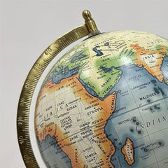 Antique World Globe Rotating With Metal Arc & Round Stand, Educational Globe For Gift, Showpiece, Home Office Decor, Desk Table, World Map, Pack Of 1