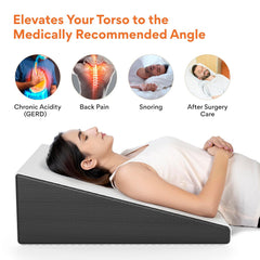 Wedge Pillow, Memory Foam Pillow, Back Support, White, Large Size - 7 Inch | Wedge Cushion For Acid Reflux, Gerd, Snoring, Post Surgery, Pregnancy & Relaxing In Bed, Removable Cover