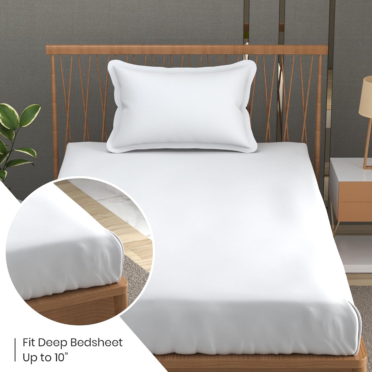 Solid Plain Single Size Bedsheet Set With 1 Pillow Covers | Size - 60 X 90 Inches, White | Ideal For All Seasons Due To Its Breathable Nature
