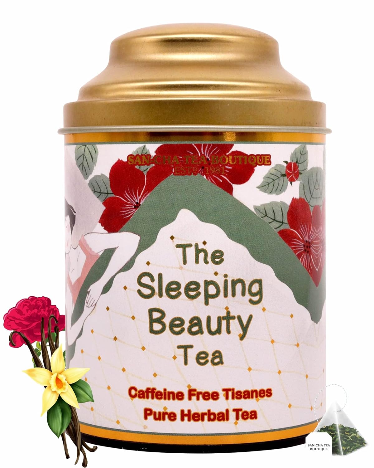 San-Cha The Sleeping Beauty Herbal Tea - 30gm, 1.05 Ounce | Relieves Stress & Induces Sleep Naturally - Caffeine Free, Environment Friendly