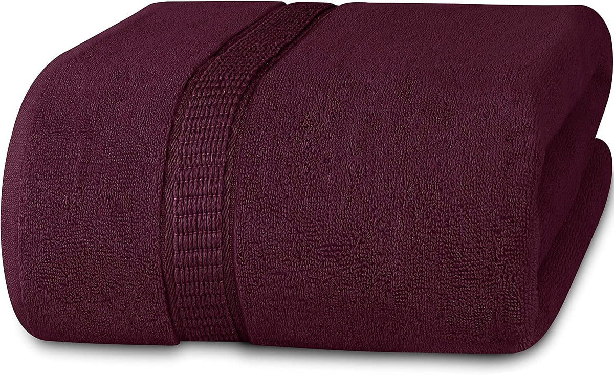 Tiqh 100% Cotton Bath Towel 600 Gsm | Highly Absorbent & Quick Dry Extra Large Bath Towel (Burgundy)