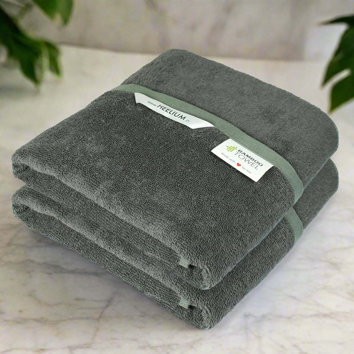 Heelium Bamboo Bath Towel 3x Softer & Quick Drying 400 Gsm Pack Of 2 (Grey)