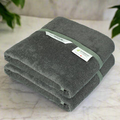 Heelium Bamboo Bath Towel 3x Softer & Quick Drying 400 Gsm Pack Of 2 (Grey)