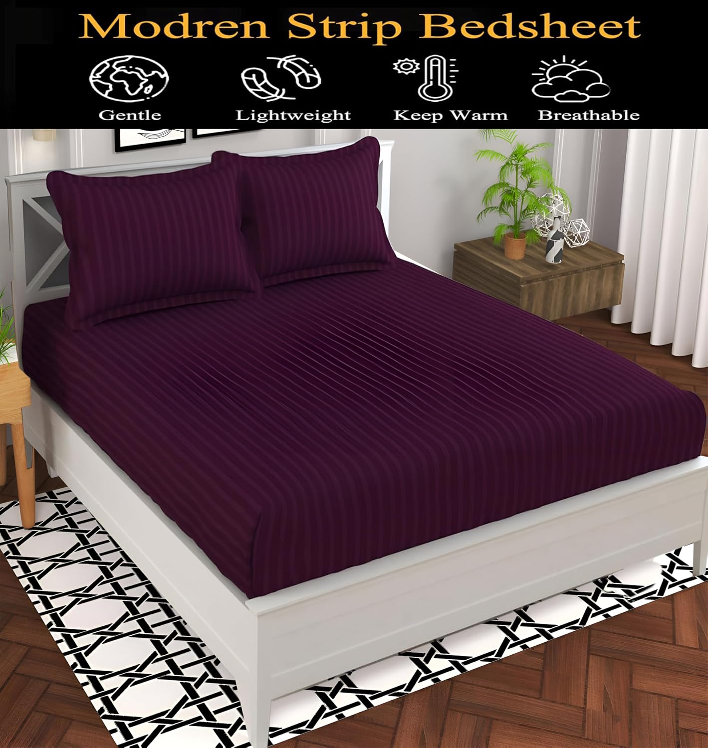 Cotton Double Bedsheet With 2 Pillow Cover - 90 X 90 Inches, Wine | Suitable For All Seasons & Easy To Wash | Bedding Set For Daily Use