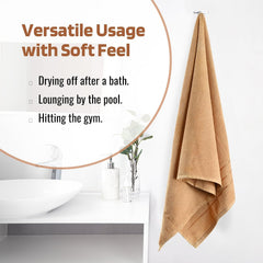 Kuber Industries Bath Towel 1800 Gsm | Towel For Bath, Gym, Travel & Beach | Plain Lining (Light Brown)- Pack Of 4