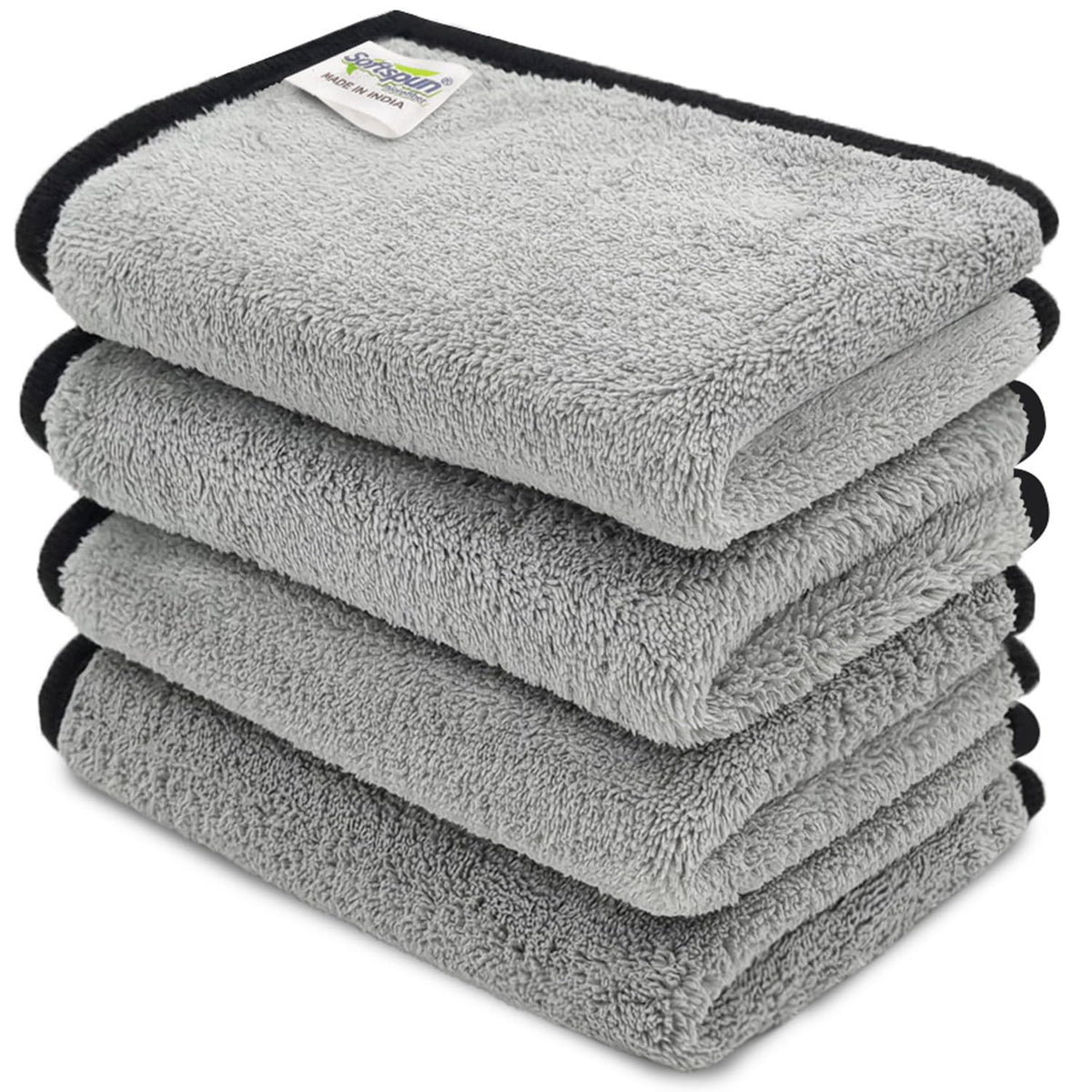Softspun Microfiber Super Soft Hand & Face Wipes 300 Gsm Towel Set - 4 Piece (Light Grey)