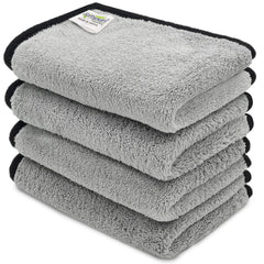 Softspun Microfiber Super Soft Hand & Face Wipes 300 Gsm Towel Set - 4 Piece (Light Grey)