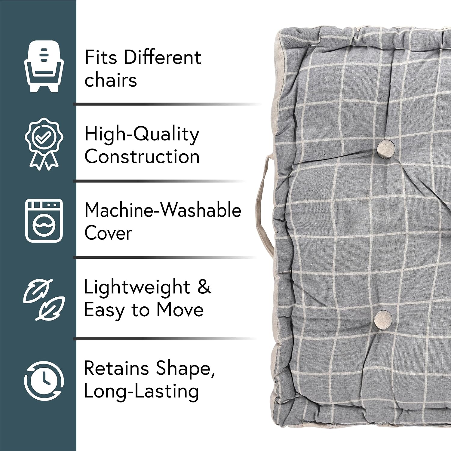 Soft Cotton Chair Cushions For Sitting, Button Pillow, Printed - Brown & Light Grey | For Office Work & Posture Support | Sitting Cushion & Back Rest For Chair | Pain Relief - Pack Of 6