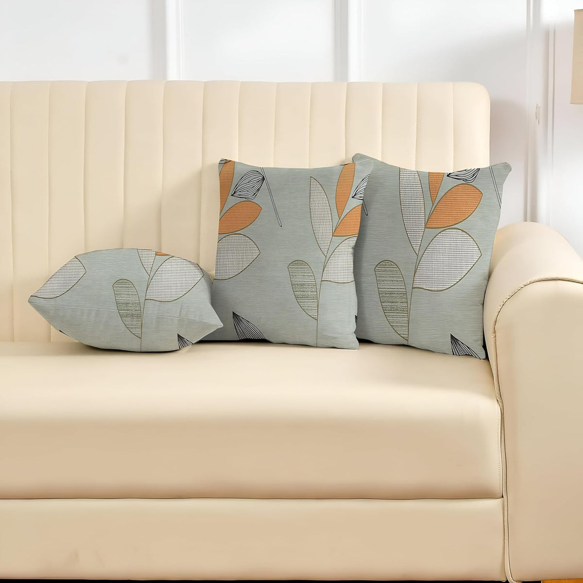 Microfiber Square Pillow Cushion For Sofa & Bed, Pastel Grey - 12 X 12 Inch | Fluffy For Comfort & Back Support | Breathable, Premium Cotton Cushion Cover With Zip, Neck Support - Set Of 3