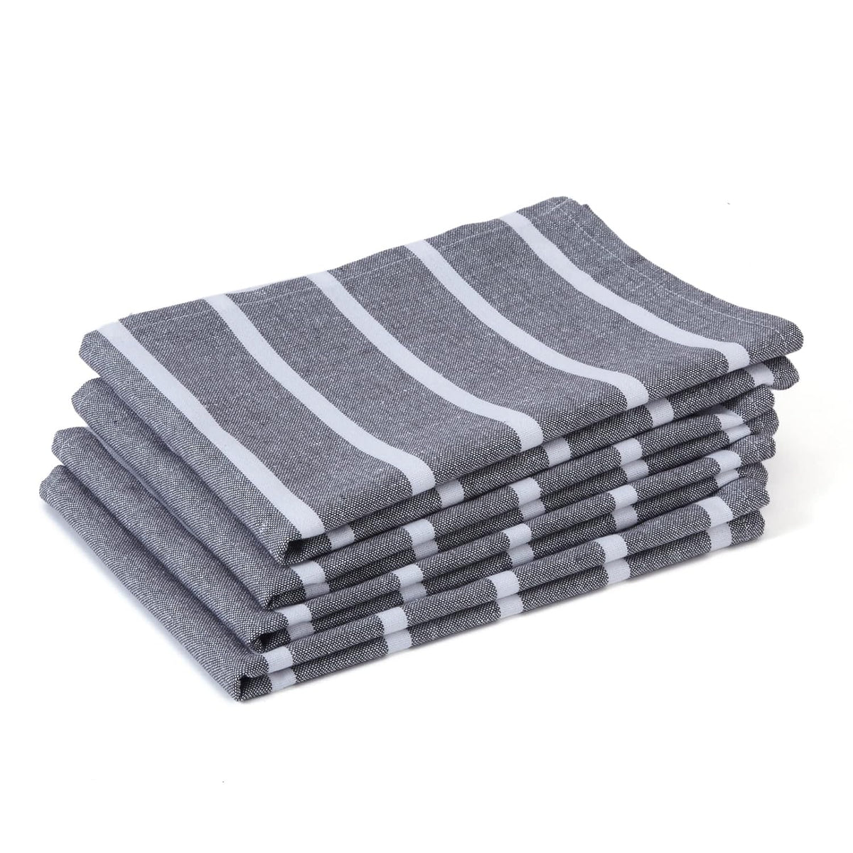 Encasa Xo Kitchen Cooking Cloth 340 Gsm | Cotton Hand Towel For Drying Dishes Highly Absorbent Cleaning & Quick Drying Of Plates | Roma Grey Stripes (Set Of 4)