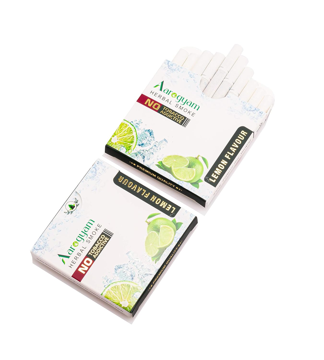 Aarogyam Herbals 100% Tobacco & Nicotine Free Cigarette For Relieve Stress & Mood Enhance Product For Smokers - 10 Sticks In Each Packet Lemon Flavour, Pack Of 2