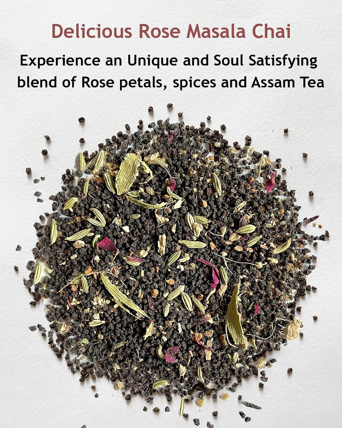Bluebud Rose Masala Chai 200gm, 7.05 Ounce - 100 Cups | A Unique Blend Of Pure Rose Petals With Assam CTC Tea & Spices - Signature Blend, Hand Blended Teas