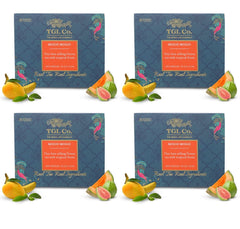 TGL Co. Mogo Mogo Green Tea - Pack Of 4 X 16 Pyramid Tea Bags, 128gm, 4.5 Ounce | Immunity Booster, Richness Of Flavors - Hot & Ice Fruit Tea | Juicy Goodness Of Mangoes - Low Caffeine