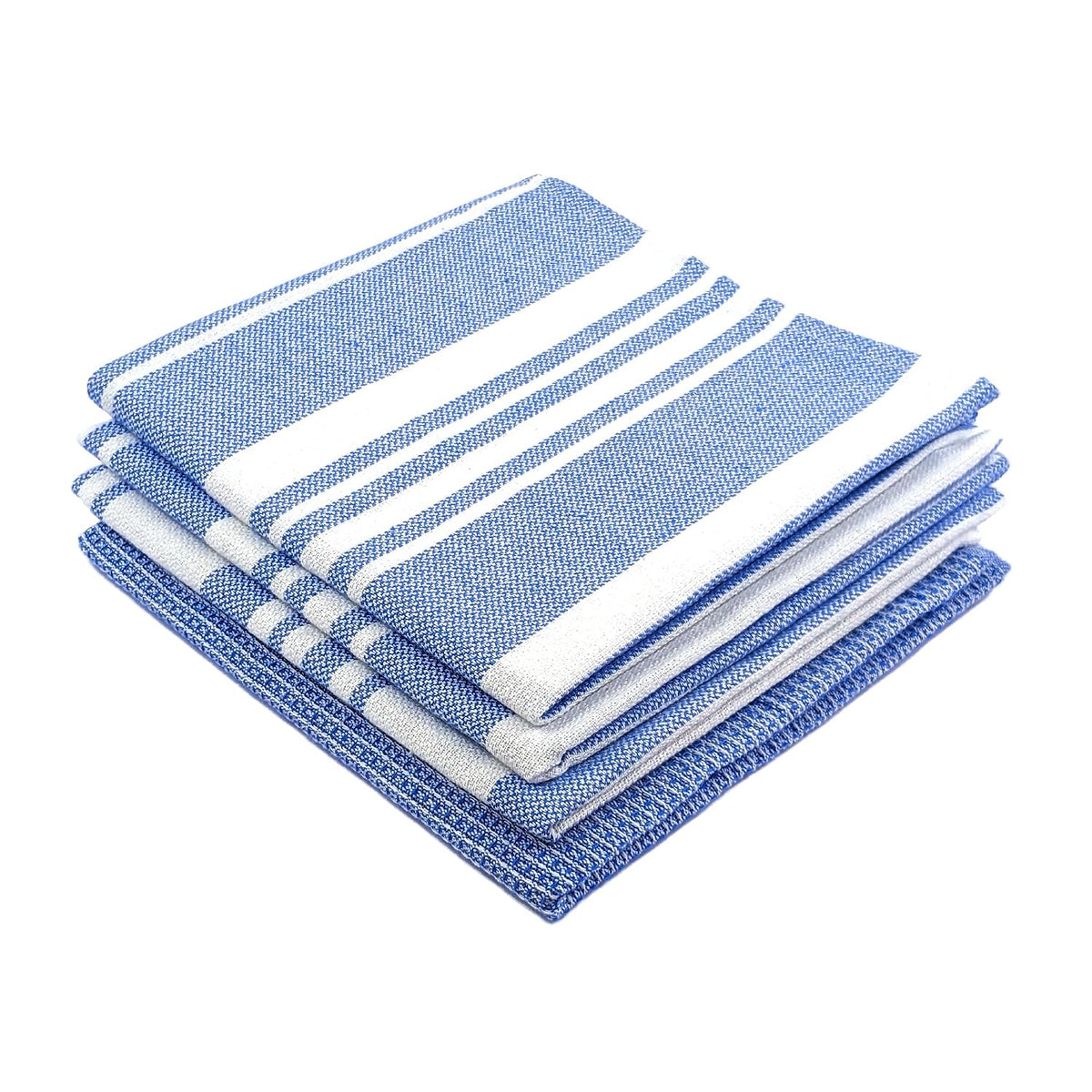 Indihaus Cotton Multi-Purpose Kitchen Hand Towels 250 Gsm | Waffle & Stripes Lunch, Dish Towel (Blue)- Pack Of 4