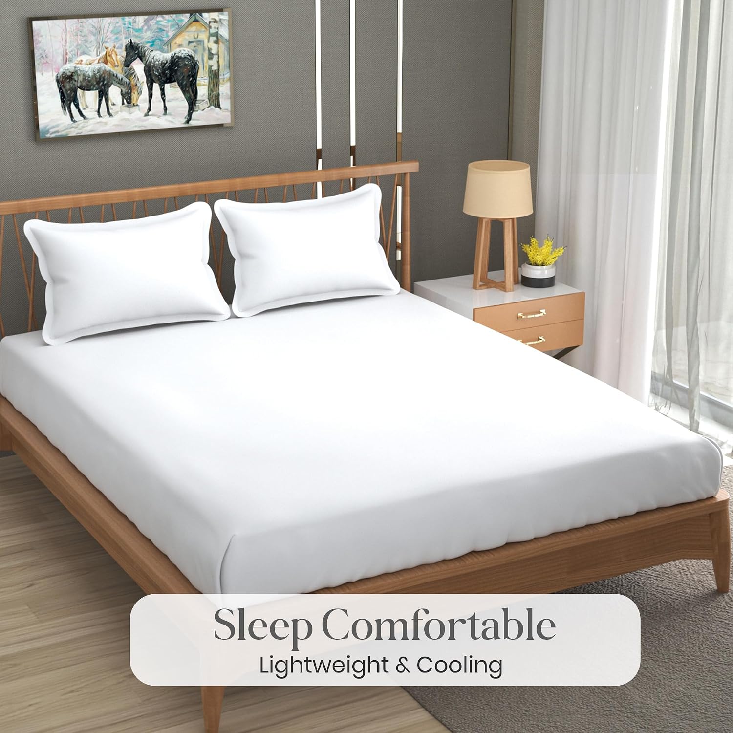 Queen Size Solid Plain Bedsheet Set Includes 2 Pillow Covers - 90 X 95 Inches, White | Exceptional Softness & Breathability | Premium Microfiber Material