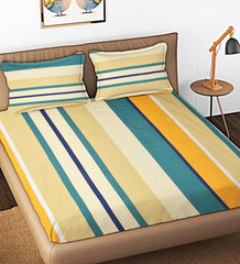 Cotton Bedsheet For King Size With 2 Pillow Cover (90 X 90 Inches) Multicolor | Long-Lasting & Luxuriously Soft | 210 Thread Count Bedsheet
