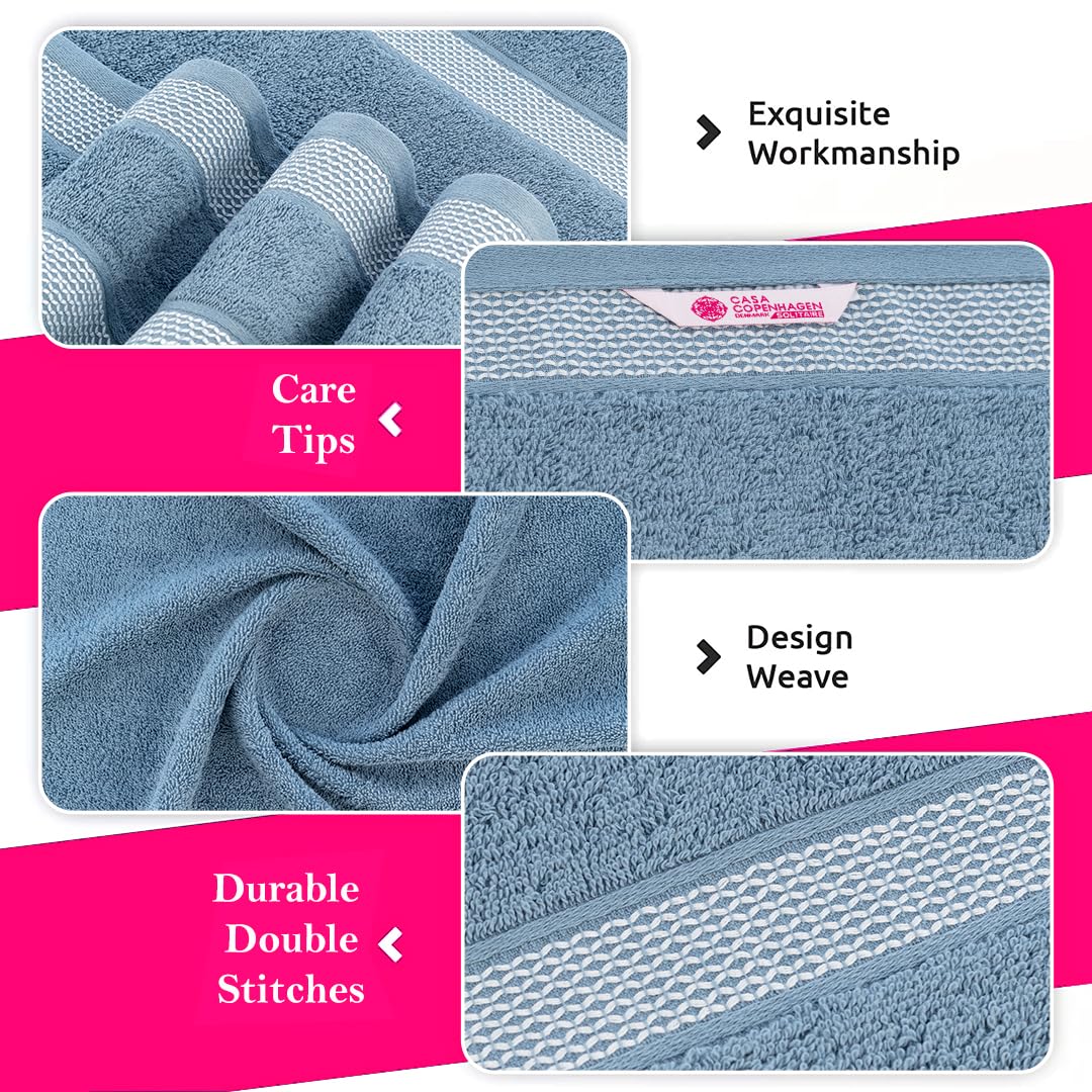 Casa Copenhagen Egyptian Cotton Waffle Large Size Bath Towel 500 Gsm (Dusty Blue)
