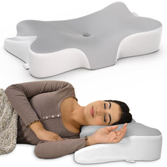 Cervical Butterfly Pillow, Orthopedic Memory Foam For Neck & Shoulder Pain | Dual Height Support, Ergonomic Contour Design | Side Sleeper Pillow With Arm Rest - Pack Of 1