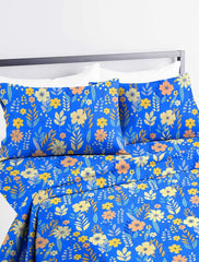 King Size Double Bedsheets With 2 King Size Pillow Covers - 108 X 108 Inches, Blue | Luxury Soft Sheet, Lightweight & Breathable Bedsheet
