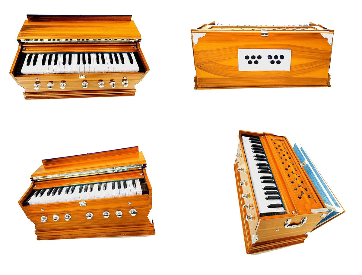 Harmonium Coupler With Free Bag - 39 Keys, 3.2 Octaves, 2 Reeds (Base-Male) | Two Side Carry Handles, Jaali Frame On Keys
