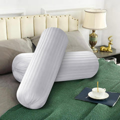 Microfiber Round Bolster Bed, Sofa, Diwan Pillow, Big Round Pillow, Size - 14x30 Inch | White, Light, Soft & Fluffy For Neck & Back Support, Neck Support, Adjustable, Washable - Set Of 2