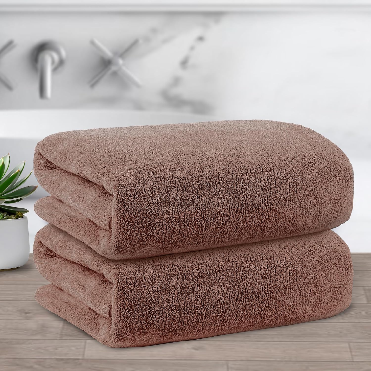 Story@Home Microfiber Bath Towels 400 Gsm Large Size Set Of 2 | Bath Towels For Men, Women & Kids | Perfect For Everyday Use (Light Brown)