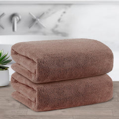Story@Home Microfiber Bath Towels 400 Gsm Large Size Set Of 2 | Bath Towels For Men, Women & Kids | Perfect For Everyday Use (Light Brown)