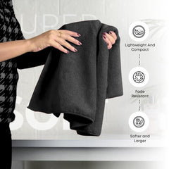 Black Gold The Finer Touch Premium Microfiber Bath Towel 800 Gsm | Ultra Soft & Absorbent Quick Dry Towel Lightweight Microfiber Bath Towel (Black) - Pack Of 2