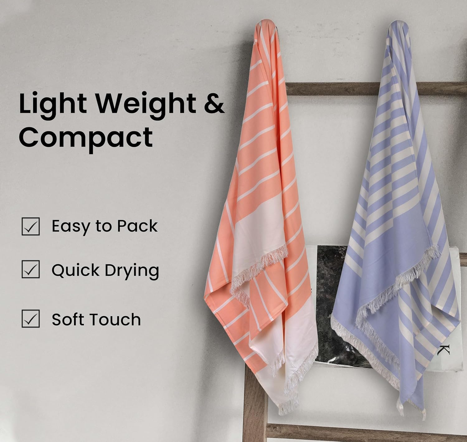 Mush Bamboo Turkish Towel 280 Gsm | 100% Bamboo Ultra Soft, Absorbent & Quick Dry Towel For Bath, Beach, Pool, Travel, Spa & Yoga (Yellow + N. Peach + Lilac & Muted Blue)