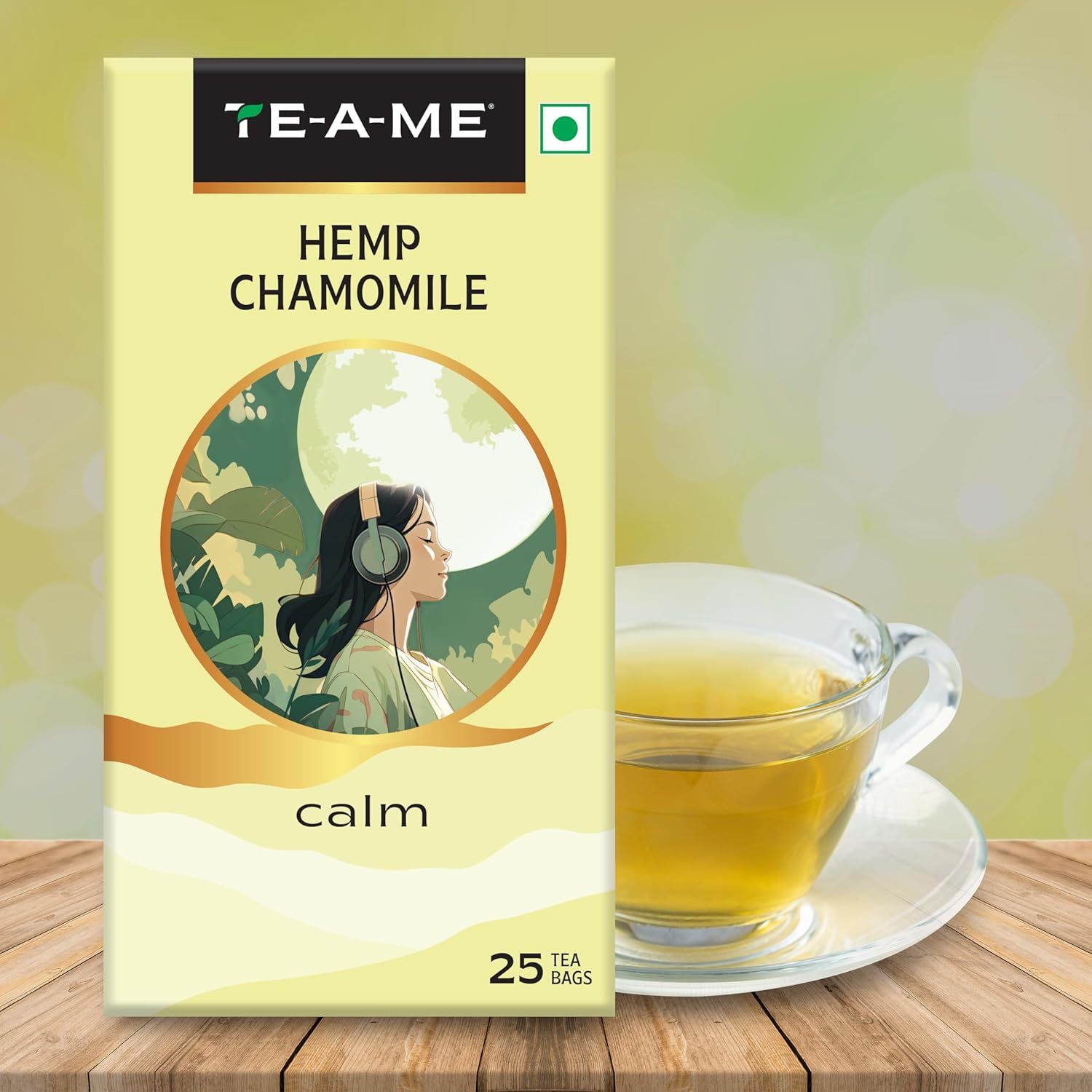 TE-A-ME Hemp Chamomile Calm Tea - Pack Of 4 X 25 Infusion Tea Bags | Chamomile Tea For Good Sleep - Caffeine Free, Biodegradable