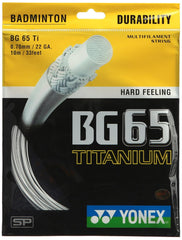 Yonex BG 65 Badminton Strings, Size - 0.70mm, Material - Titanium, Colour - White