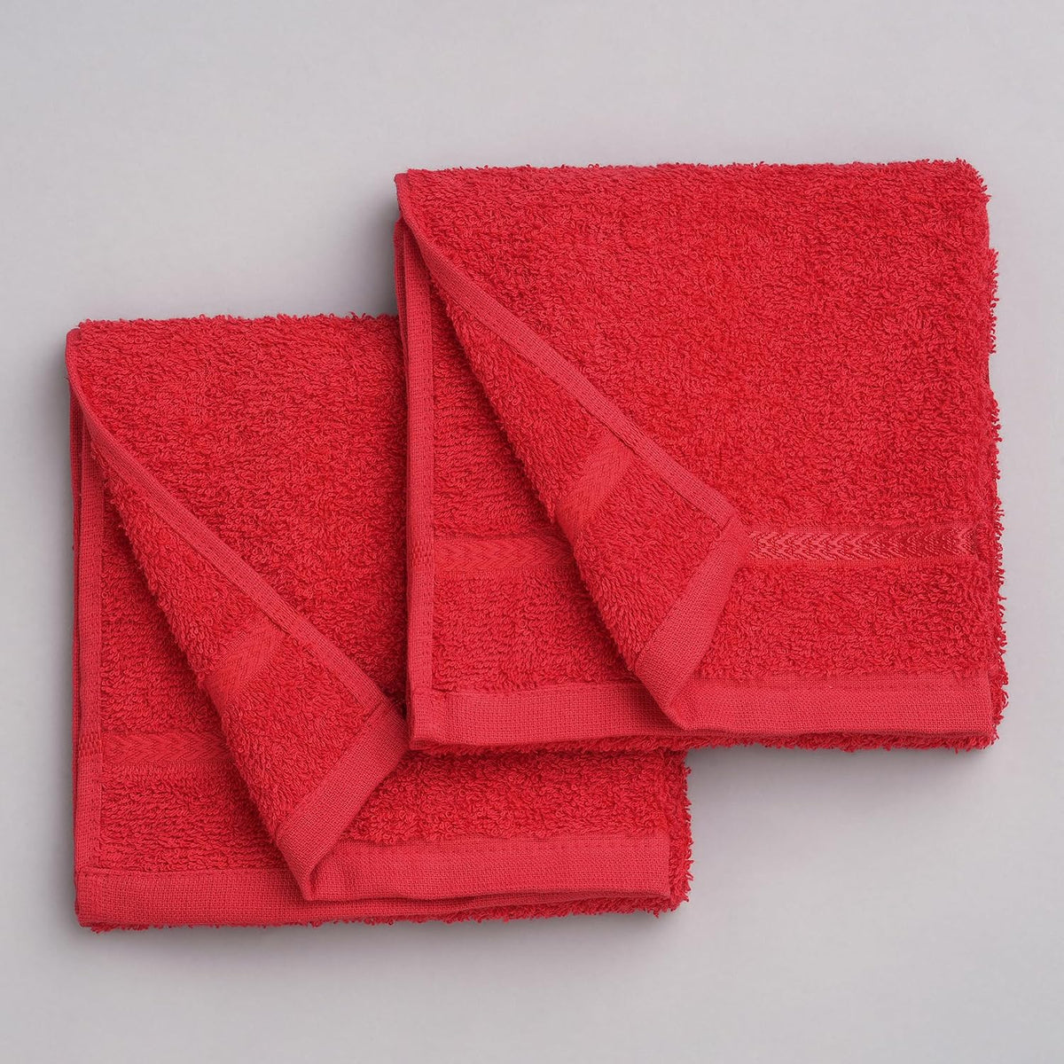 Welspun 100% Cotton Easy Care Hand Towel 400 Gsm | Quick Dry Ultra Soft Hand Towel (Red) - Pack Of 2