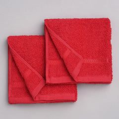 Welspun 100% Cotton Easy Care Hand Towel 400 Gsm | Quick Dry Ultra Soft Hand Towel (Red) - Pack Of 2