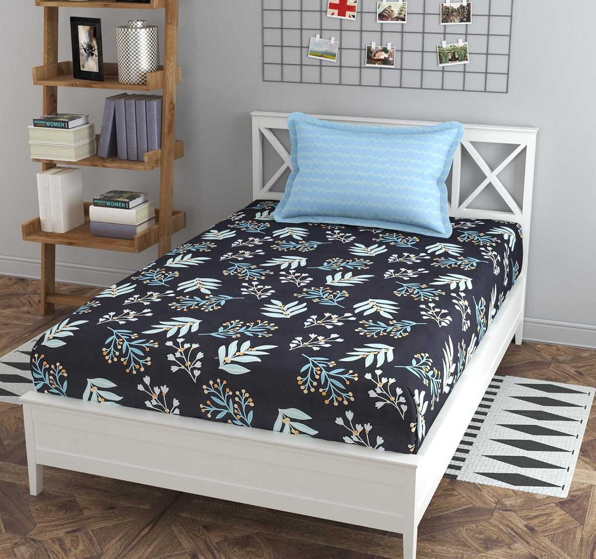 Printed Single Bedsheet With 1 Pillow Cover - 60 X 90 Inches, Black | Soft, Durable, Ideal For Bedroom Decoration | Suitable For Warmer Seasons