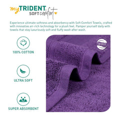 Trident Soft Comfort Air Rich 100% Cotton Face Towel 500 Gsm | Highly Absorbent Towels For Men/Women, 6 Pcs (Plum)