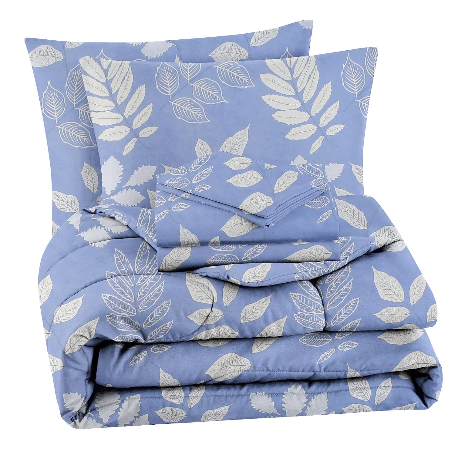 Double Bedsheet 1 Comforter 2 Pillow Covers - 90 X 100 Inches, Light Blue, 4 Pcs Bedding Set | Cotton Summer Ac Comforter Set King Size Double Bed
