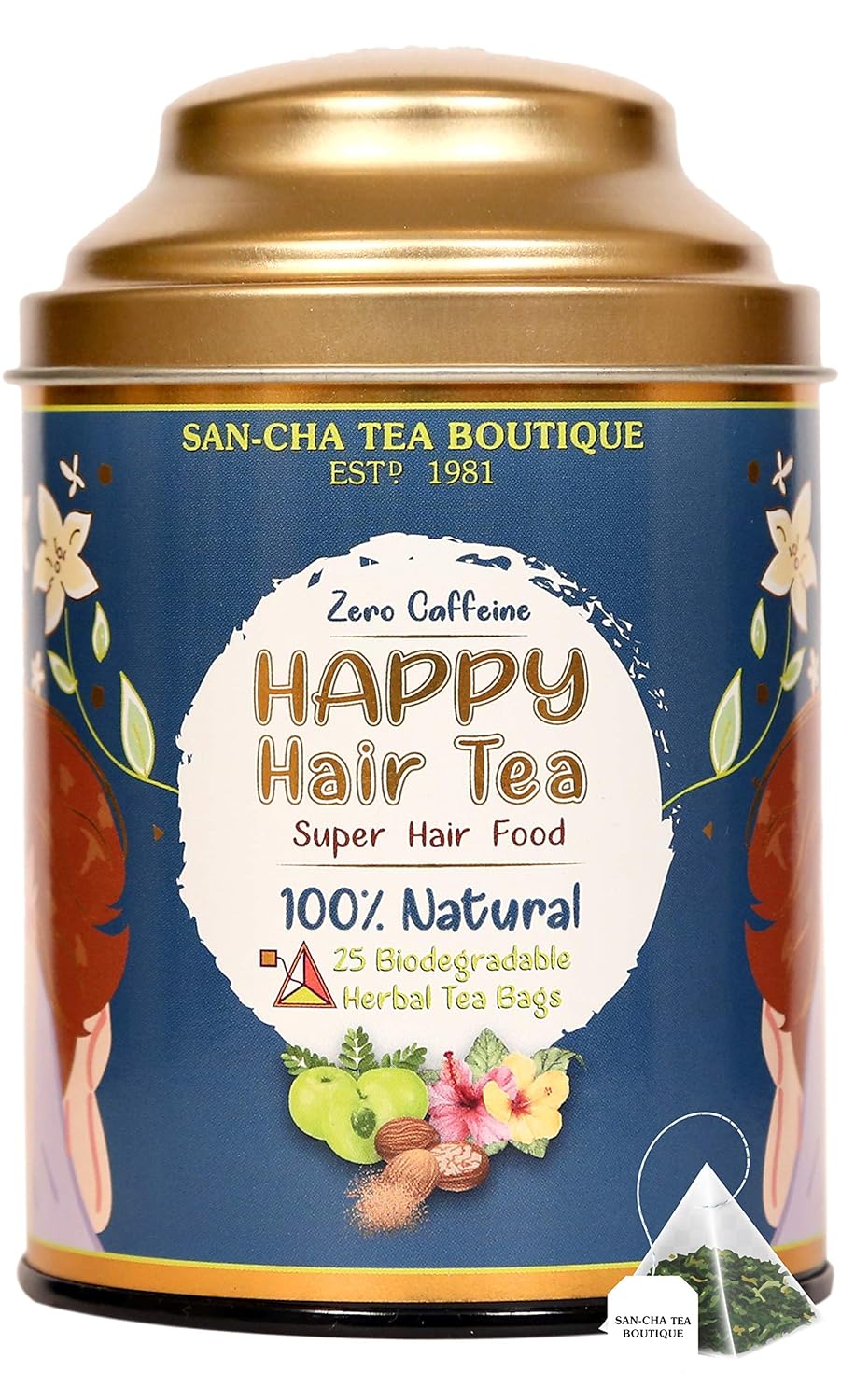 San-Cha Happy Tea Combo Pack Of 3 - Happy Tummy + Happy Hair + Happy Throat Herbal Tea Bags, 75 Pyramid Tea Bags | Zero Caffeine, Environment Friendly