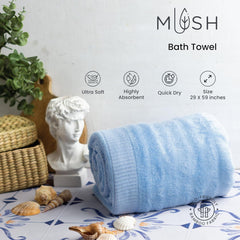 Mush Ultra Soft & Super Absorbent 600 Gsm Bamboo Bath Towel Set (Sky-Blue) Pack Of 2