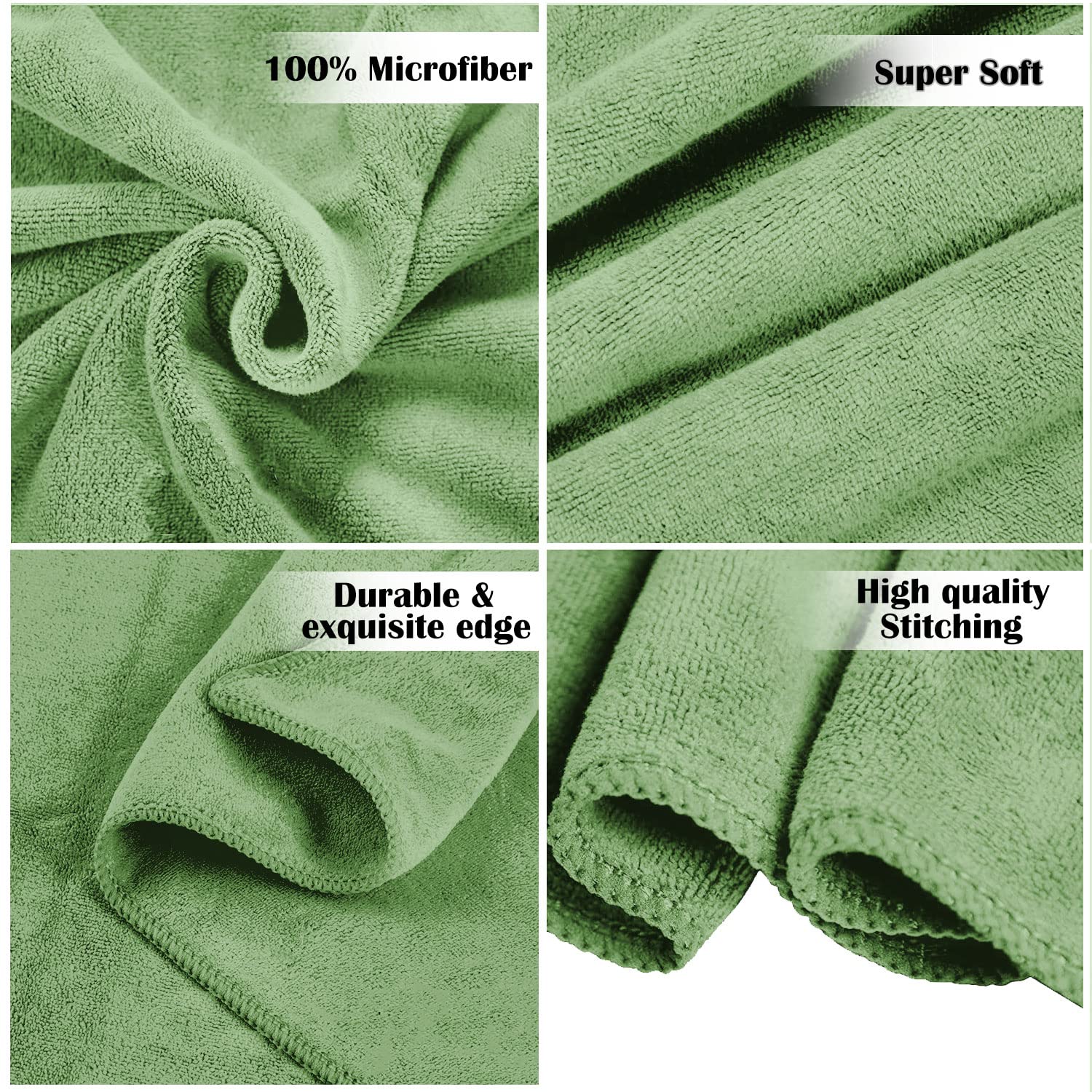 Sassoon Venir Microfiber 2 Piece Hand Towels 450 Gsm | Absorbent & Quick Dry Multipurpose Hand Towels (Green)