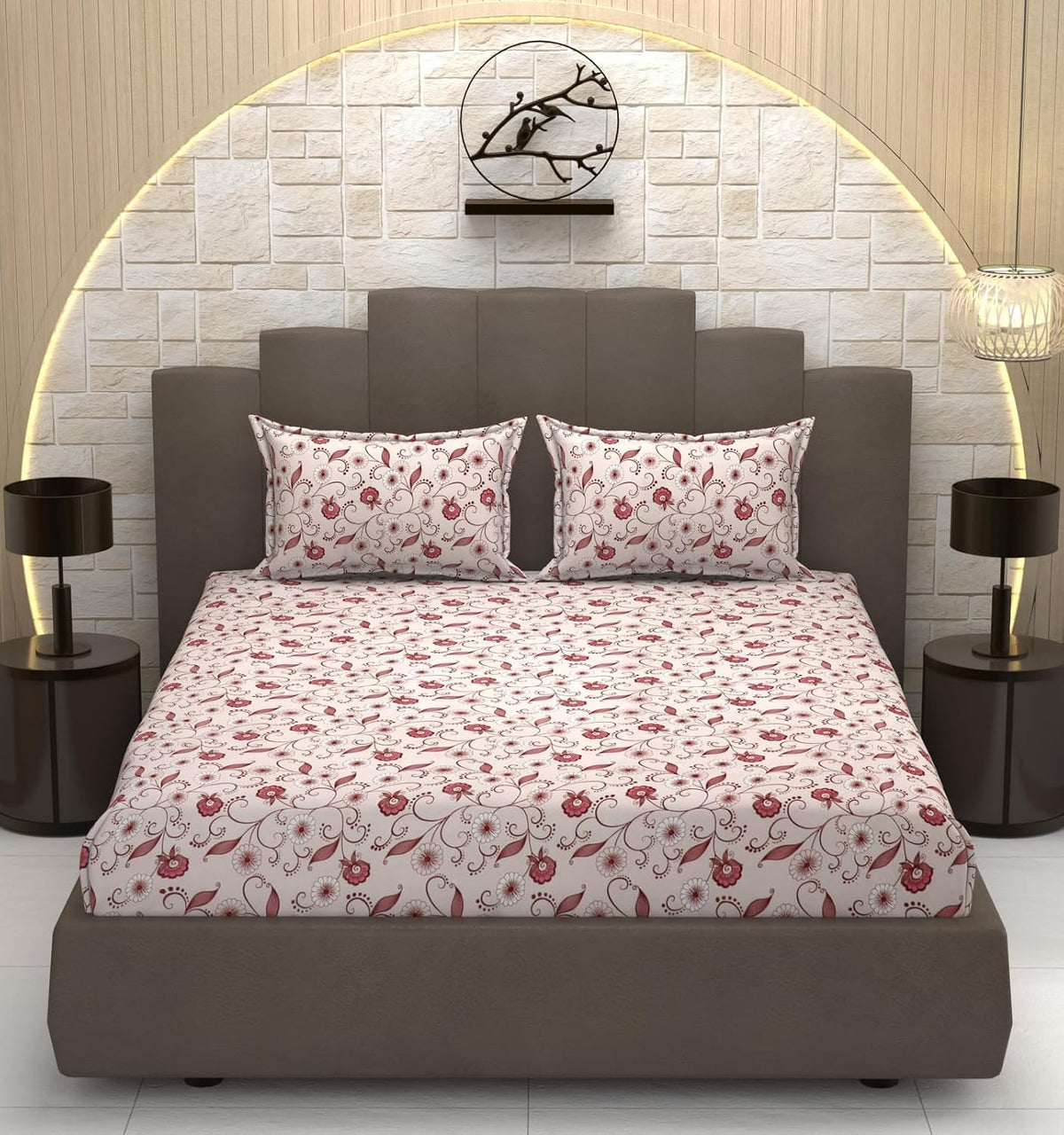 Bedsheet For Queen Size Bed With 2 Pillow Covers - 90 X 100 Inches, Maroon | Soft, Breathable, Wrinkle Free & Fade Resistant